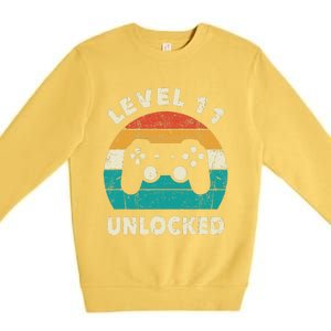 11th Birthday Decoration Gift Level 11 Unlocked Video Gamer Premium Crewneck Sweatshirt