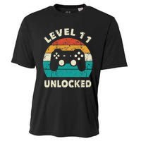 11th Birthday Decoration Gift Level 11 Unlocked Video Gamer Cooling Performance Crew T-Shirt