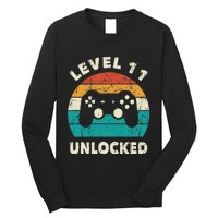 11th Birthday Decoration Gift Level 11 Unlocked Video Gamer Long Sleeve Shirt