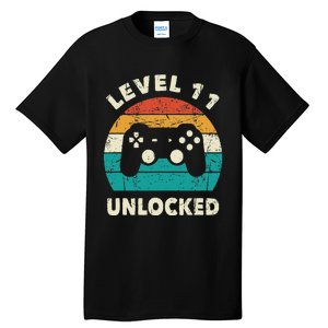 11th Birthday Decoration Gift Level 11 Unlocked Video Gamer Tall T-Shirt