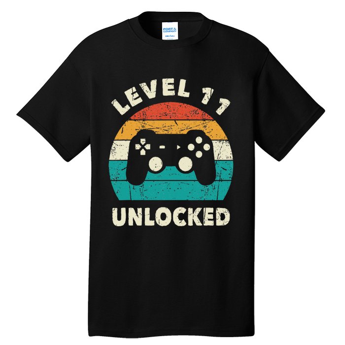 11th Birthday Decoration Gift Level 11 Unlocked Video Gamer Tall T-Shirt