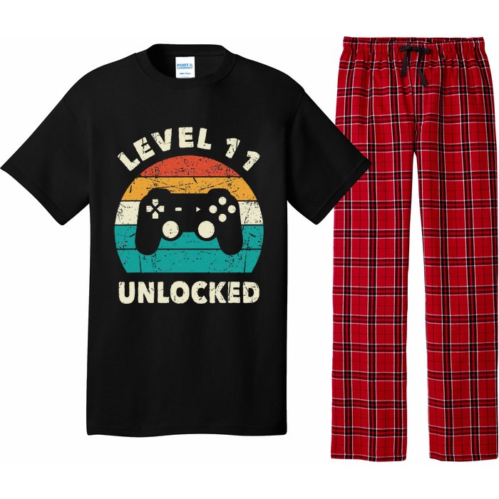 11th Birthday Decoration Gift Level 11 Unlocked Video Gamer Pajama Set