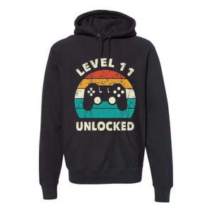 11th Birthday Decoration Gift Level 11 Unlocked Video Gamer Premium Hoodie