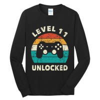 11th Birthday Decoration Gift Level 11 Unlocked Video Gamer Tall Long Sleeve T-Shirt