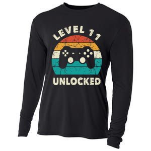 11th Birthday Decoration Gift Level 11 Unlocked Video Gamer Cooling Performance Long Sleeve Crew