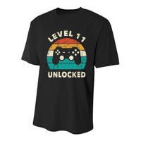 11th Birthday Decoration Gift Level 11 Unlocked Video Gamer Youth Performance Sprint T-Shirt