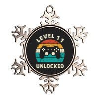 11th Birthday Decoration Gift Level 11 Unlocked Video Gamer Metallic Star Ornament