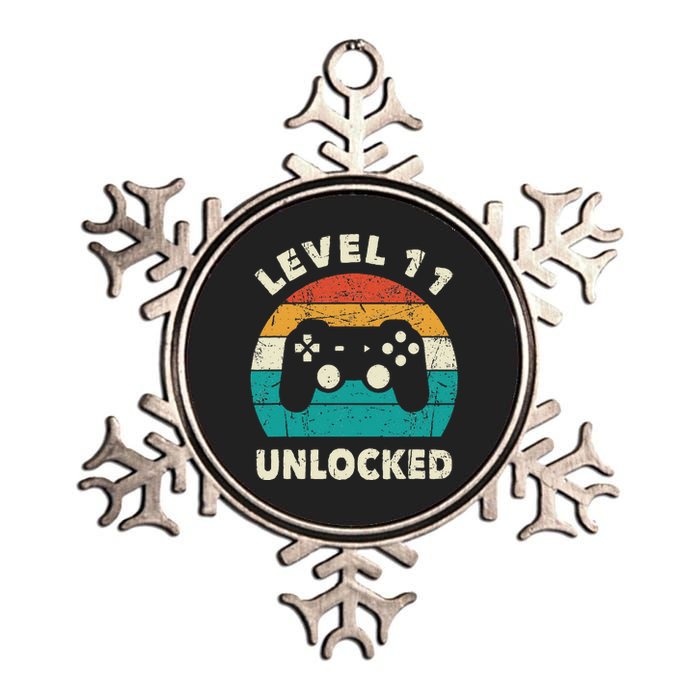 11th Birthday Decoration Gift Level 11 Unlocked Video Gamer Metallic Star Ornament