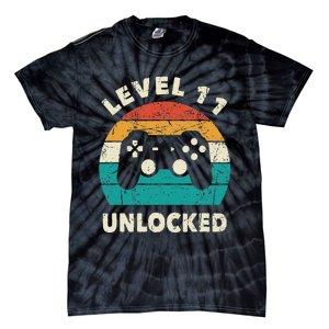 11th Birthday Decoration Gift Level 11 Unlocked Video Gamer Tie-Dye T-Shirt