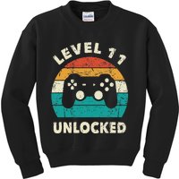 11th Birthday Decoration Gift Level 11 Unlocked Video Gamer Kids Sweatshirt