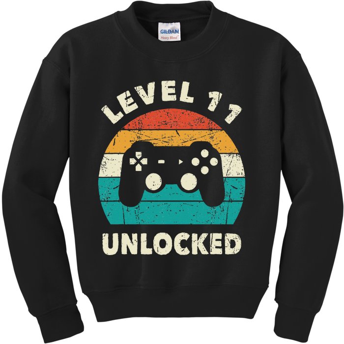 11th Birthday Decoration Gift Level 11 Unlocked Video Gamer Kids Sweatshirt