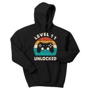 11th Birthday Decoration Gift Level 11 Unlocked Video Gamer Kids Hoodie