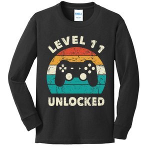 11th Birthday Decoration Gift Level 11 Unlocked Video Gamer Kids Long Sleeve Shirt