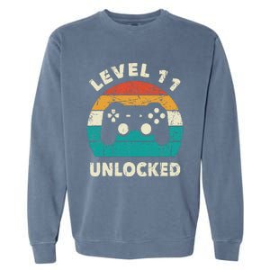 11th Birthday Decoration Gift Level 11 Unlocked Video Gamer Garment-Dyed Sweatshirt