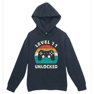 11th Birthday Decoration Gift Level 11 Unlocked Video Gamer Urban Pullover Hoodie