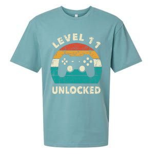 11th Birthday Decoration Gift Level 11 Unlocked Video Gamer Sueded Cloud Jersey T-Shirt