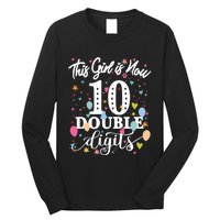 10th Birthday Funny Gift This Girl Is Now 10 Double Digits Gift Long Sleeve Shirt