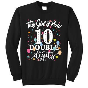 10th Birthday Funny Gift This Girl Is Now 10 Double Digits Gift Sweatshirt