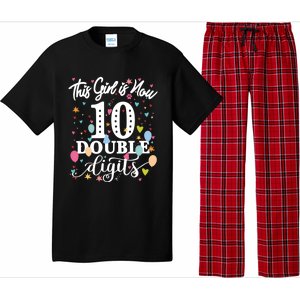 10th Birthday Funny Gift This Girl Is Now 10 Double Digits Gift Pajama Set