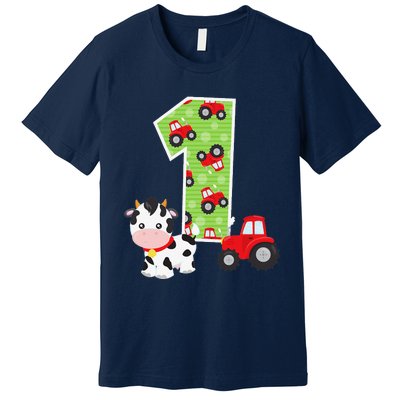 1st Birthday Farm Animals Number 1 Year Old Party Premium T-Shirt