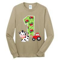 1st Birthday Farm Animals Number 1 Year Old Party Tall Long Sleeve T-Shirt