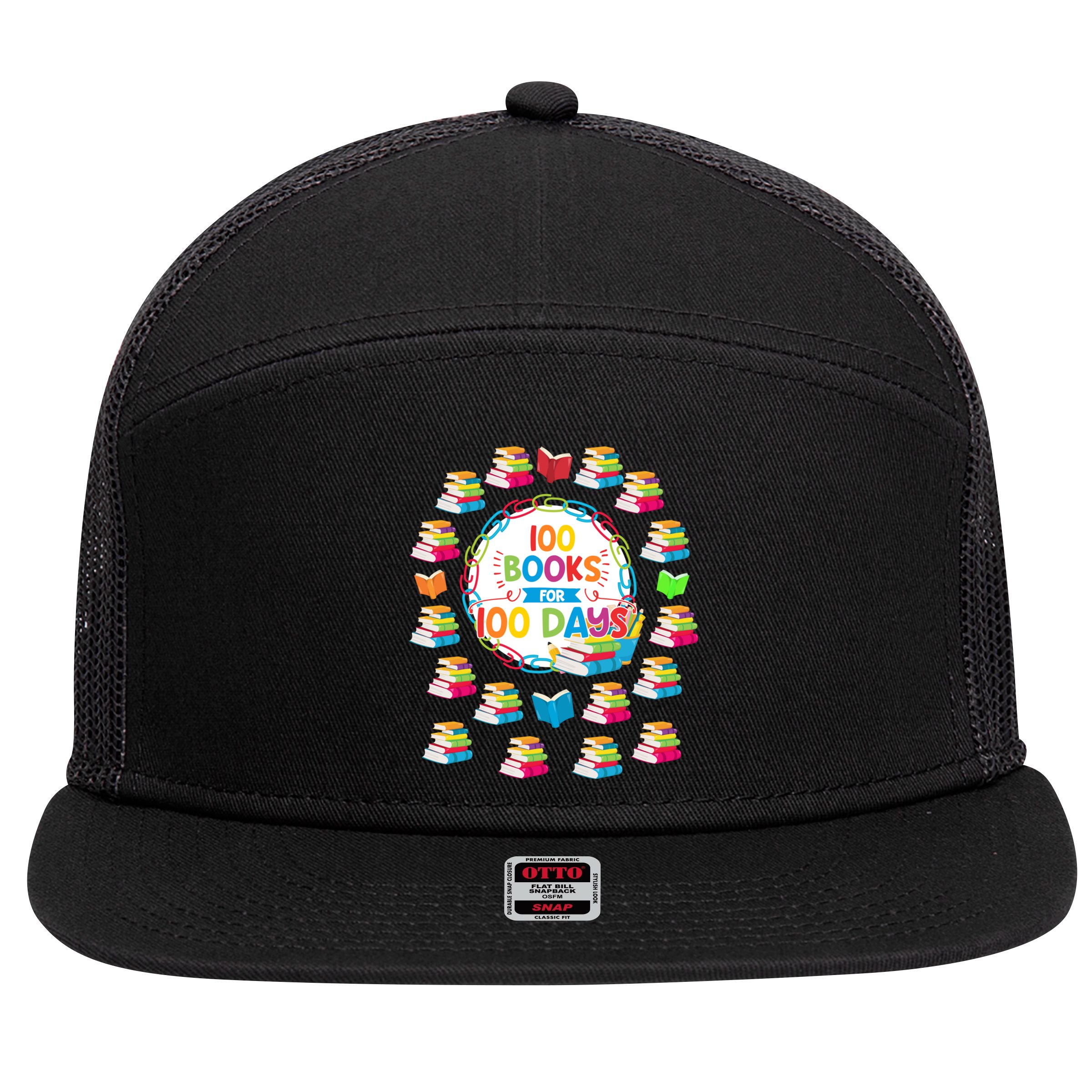 100 Books For 100 Days 100th Day Of School Gift Teacher Meaningful Gift 7 Panel Mesh Trucker Snapback Hat