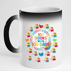 100 Books For 100 Days 100th Day Of School Gift Teacher Meaningful Gift 11oz Black Color Changing Mug