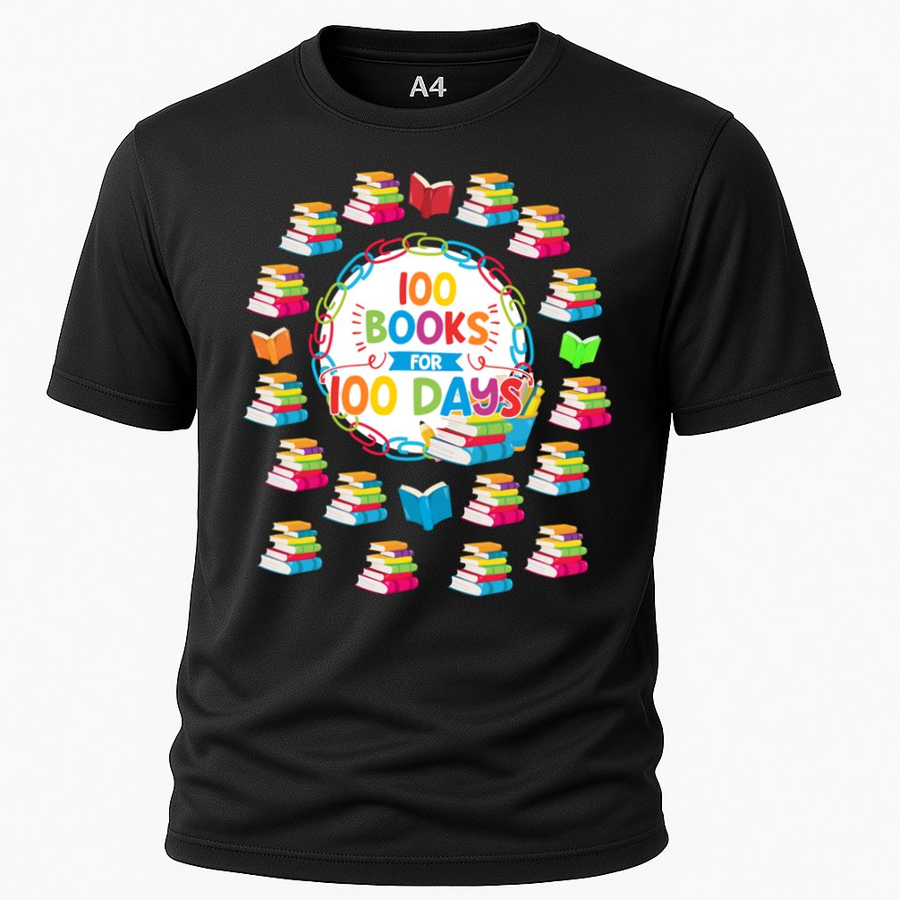 100 Books For 100 Days 100th Day Of School Gift Teacher Meaningful Gift Cooling Performance Crew T-Shirt