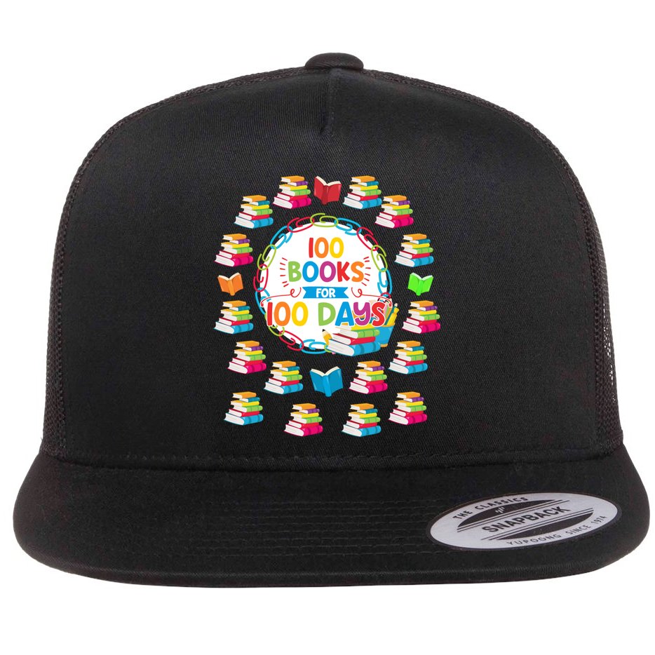100 Books For 100 Days 100th Day Of School Gift Teacher Meaningful Gift Flat Bill Trucker Hat