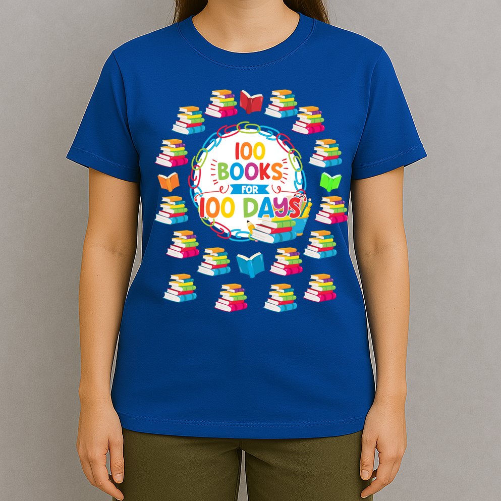 100 Books For 100 Days 100th Day Of School Gift Teacher Meaningful Gift T-Shirt