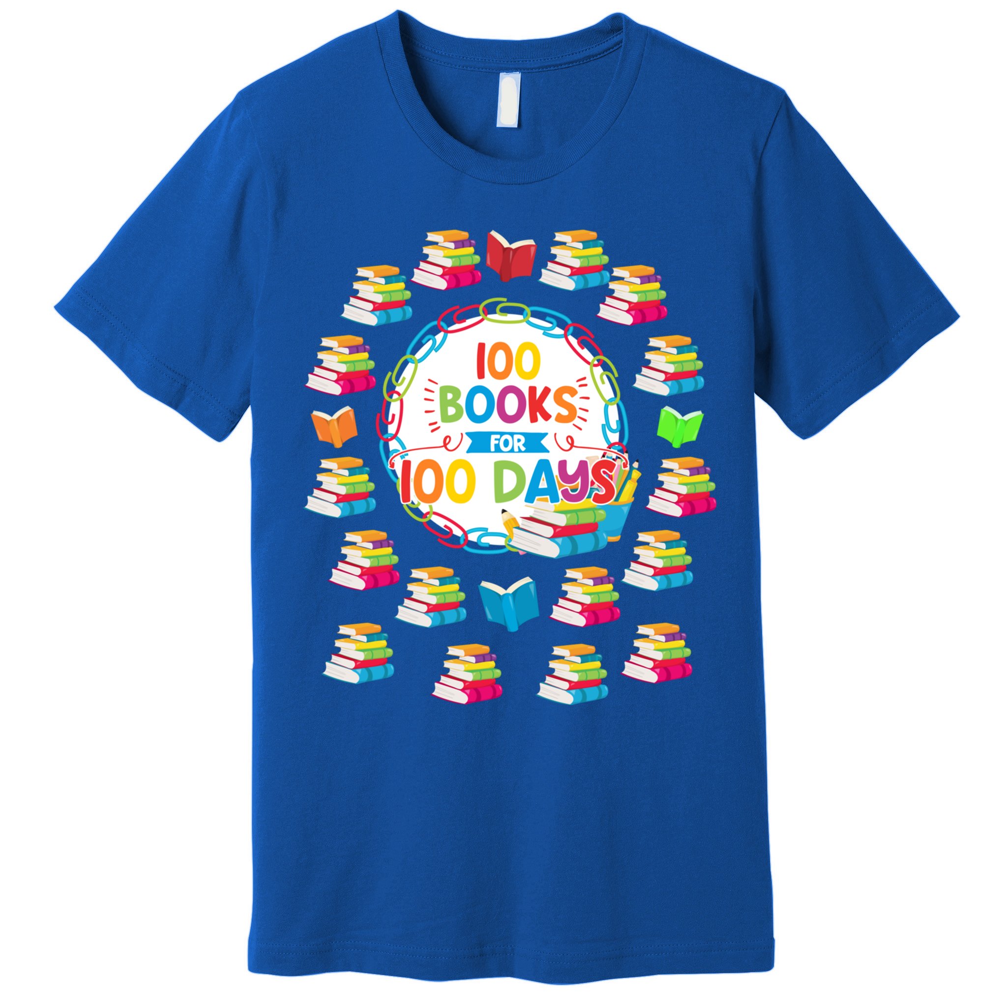 100 Books For 100 Days 100th Day Of School Gift Teacher Meaningful Gift Premium T-Shirt