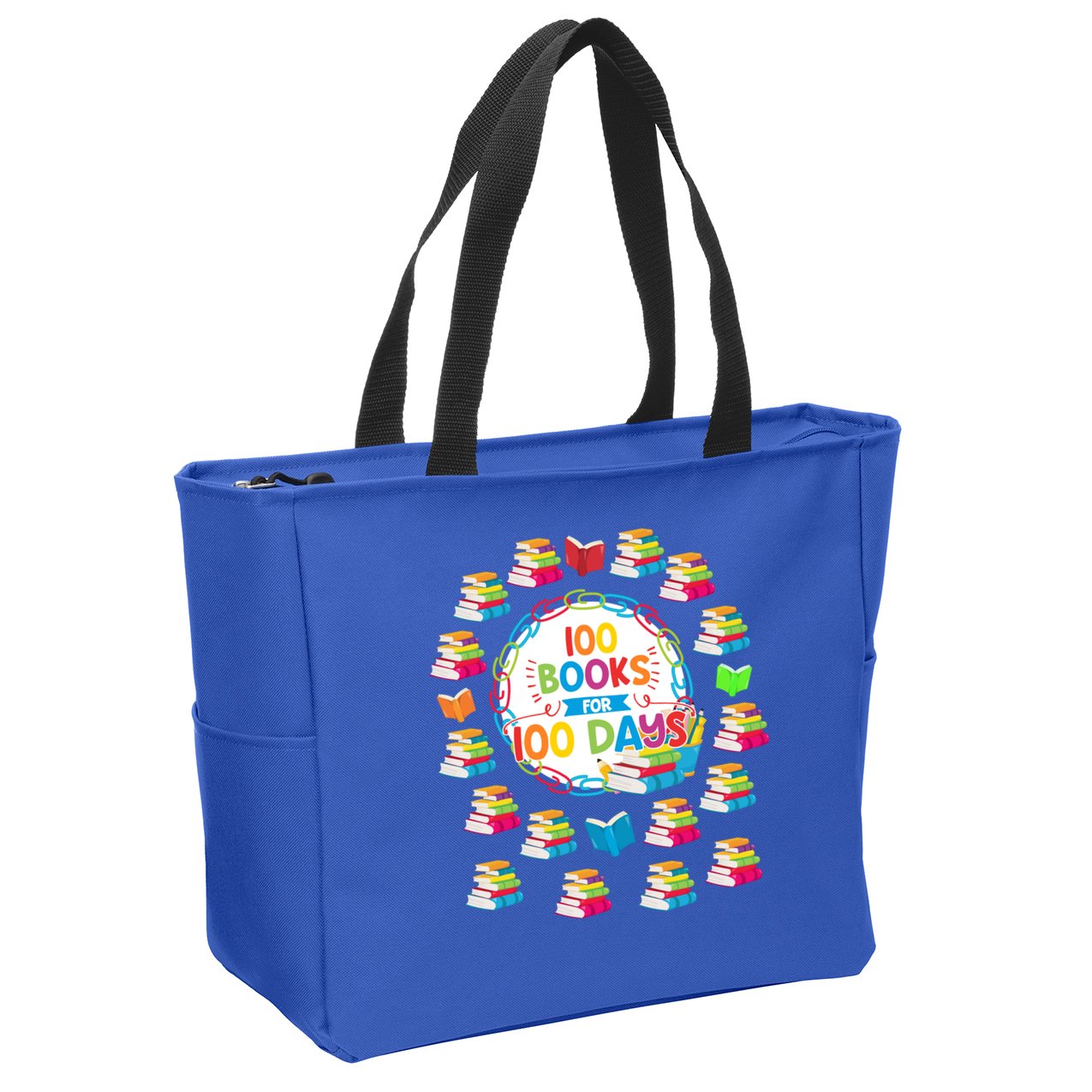 100 Books For 100 Days 100th Day Of School Gift Teacher Meaningful Gift Zip Tote Bag