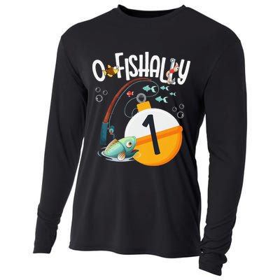 1st Birthday Fishing Theme For And OFishally 1 Cooling Performance Long Sleeve Crew