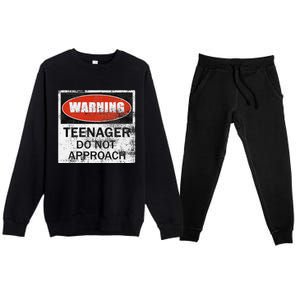 13th Birthday Fun Warning Official Teenager Do Not Approach Premium Crewneck Sweatsuit Set