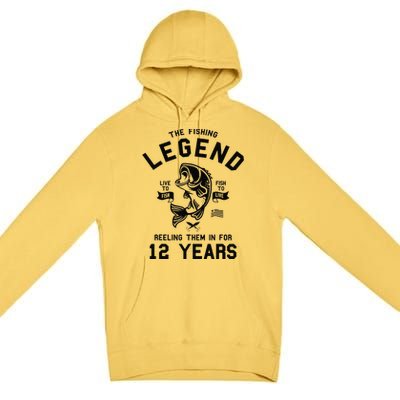 12th Birthday Gift The Fishing Legend 12 Years Fisherman Gift Premium Pullover Hoodie