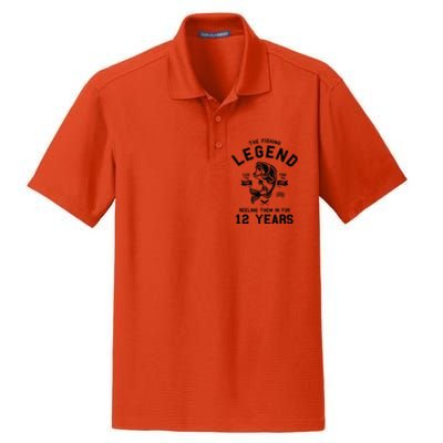 12th Birthday Gift The Fishing Legend 12 Years Fisherman Gift Dry Zone Grid Polo