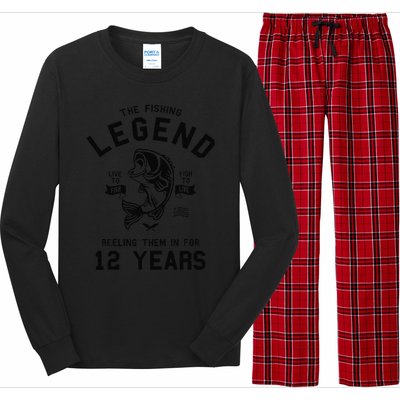 12th Birthday Gift The Fishing Legend 12 Years Fisherman Gift Long Sleeve Pajama Set