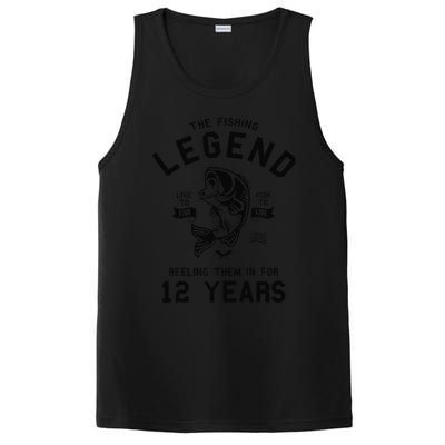 12th Birthday Gift The Fishing Legend 12 Years Fisherman Gift PosiCharge Competitor Tank