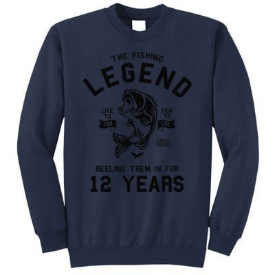 12th Birthday Gift The Fishing Legend 12 Years Fisherman Gift Sweatshirt