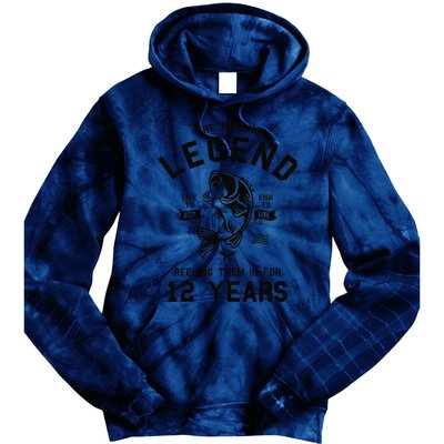 12th Birthday Gift The Fishing Legend 12 Years Fisherman Gift Tie Dye Hoodie