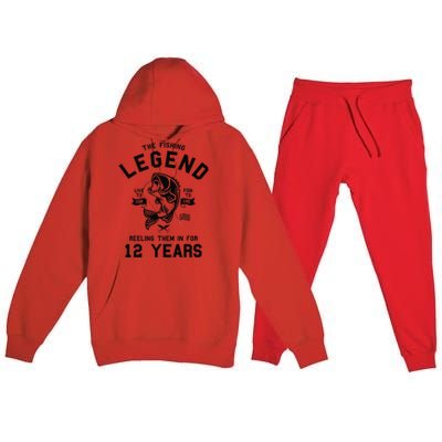 12th Birthday Gift The Fishing Legend 12 Years Fisherman Gift Premium Hooded Sweatsuit Set