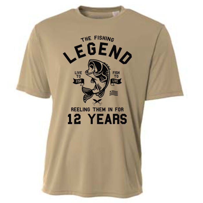 12th Birthday Gift The Fishing Legend 12 Years Fisherman Gift Cooling Performance Crew T-Shirt