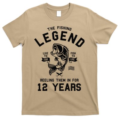 12th Birthday Gift The Fishing Legend 12 Years Fisherman Gift T-Shirt