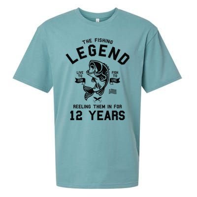 12th Birthday Gift The Fishing Legend 12 Years Fisherman Gift Sueded Cloud Jersey T-Shirt