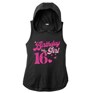 16th Birthday Girl Crown 16 Years Old Bday Ladies PosiCharge Tri-Blend Wicking Draft Hoodie Tank