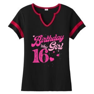 16th Birthday Girl Crown 16 Years Old Bday Ladies Halftime Notch Neck Tee