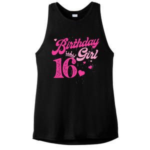 16th Birthday Girl Crown 16 Years Old Bday Ladies PosiCharge Tri-Blend Wicking Tank