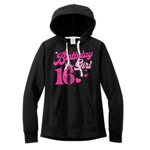 16th Birthday Girl Crown 16 Years Old Bday Women's Fleece Hoodie