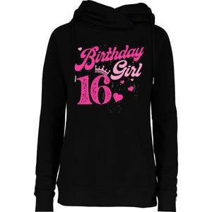 16th Birthday Girl Crown 16 Years Old Bday Womens Funnel Neck Pullover Hood