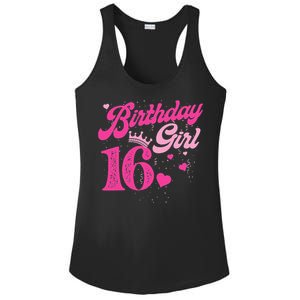 16th Birthday Girl Crown 16 Years Old Bday Ladies PosiCharge Competitor Racerback Tank